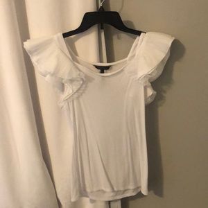BCBG White Tank Top with ruffle sleeves